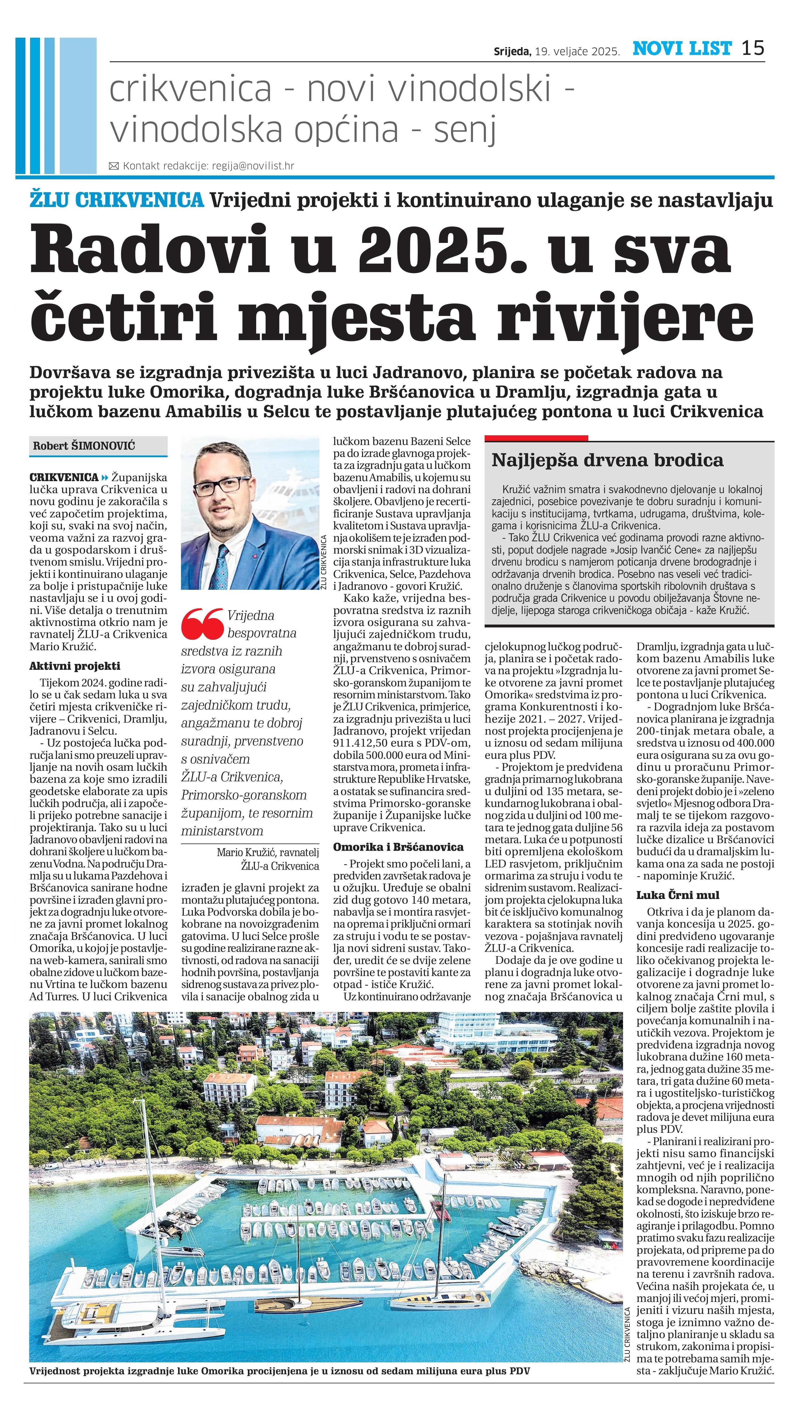 Objava iz dnevnog tiska (Novi list, izdanje br. 25562 - srijeda, 19.02.2025.)